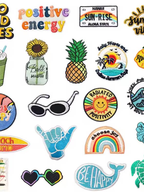 Trucker Hat Chenille Patch- Summer Set of 20 RTS for wholesale by The Classy Cloth WS