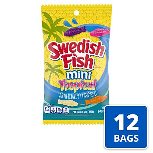 Shop The King - Wholesale Gummy - SWEDISH FISH Mini Tropical Soft & Chewy Candy, 8 Ounce (Pack of 12)