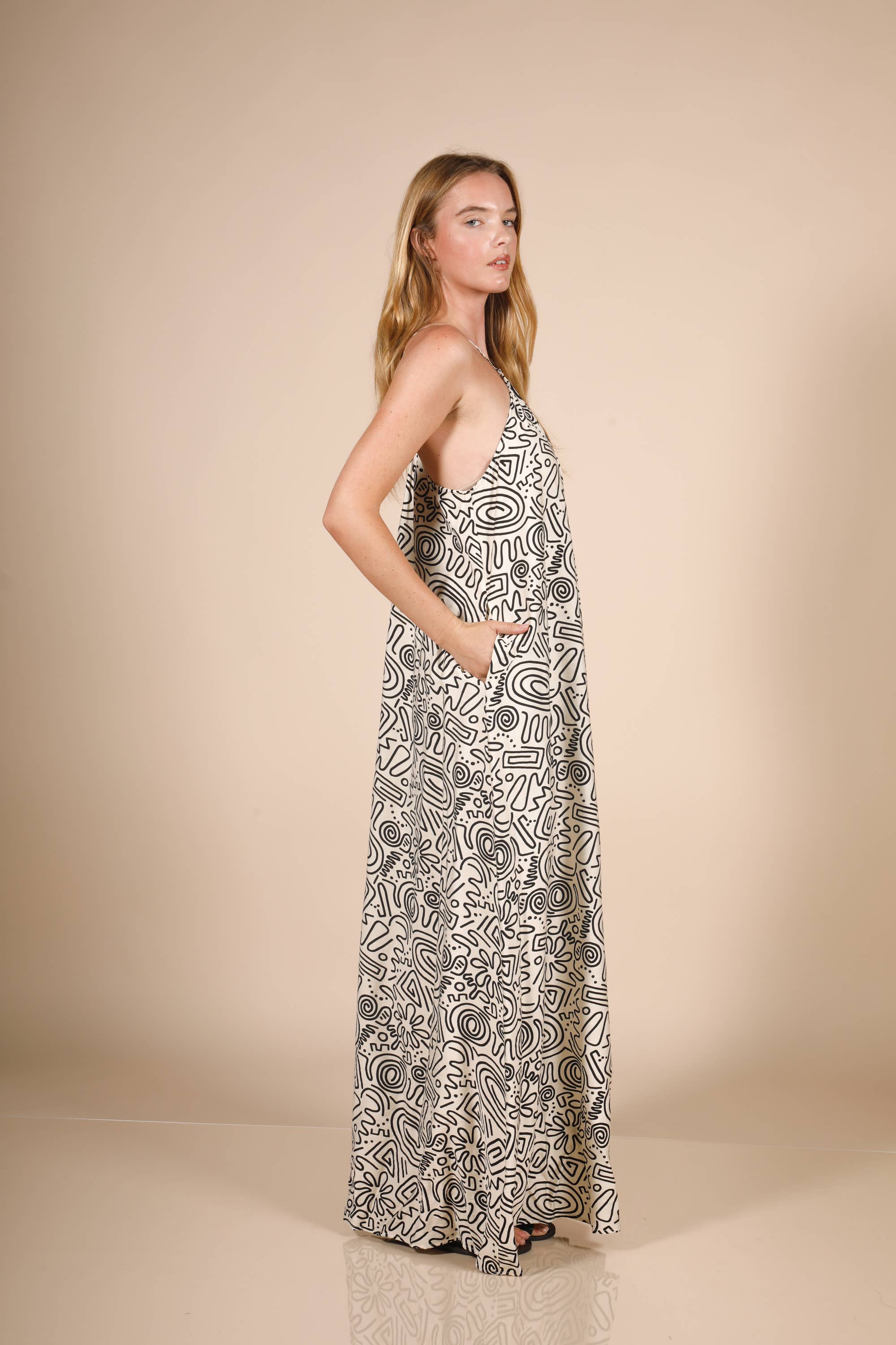 BLACK WHITE ONE SHOULDER MAXI DRESS  for wholesale on Faire9