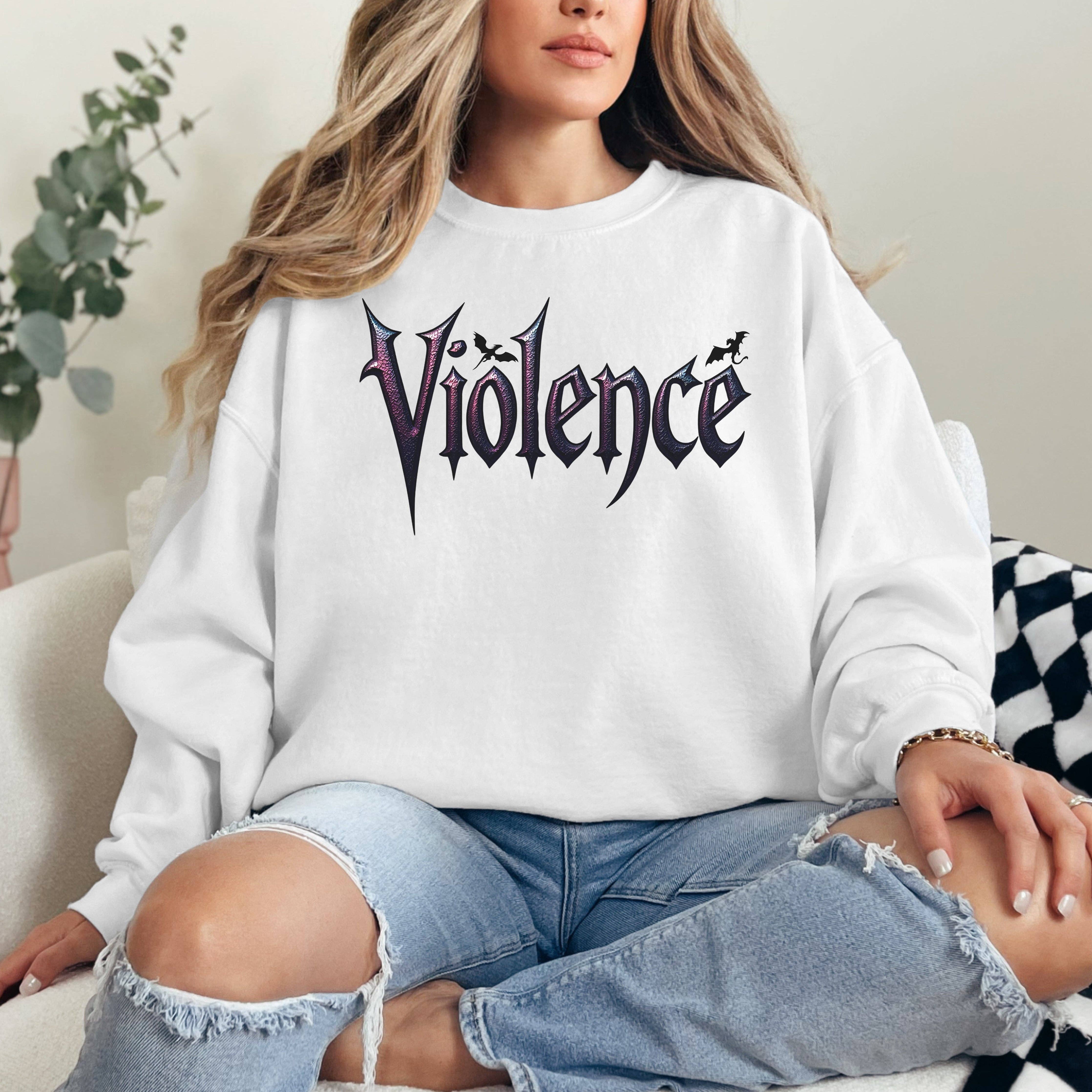 MagicMerchEmporium - Wholesale Graphic Sweatshirt - Women's - "Violence" Graphic Sweatshirt1