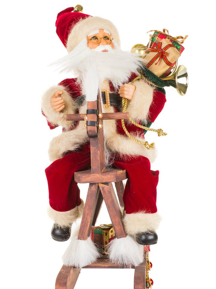 NEW-Crimson Rocking Horse Santa for wholesale by Starlight Collection