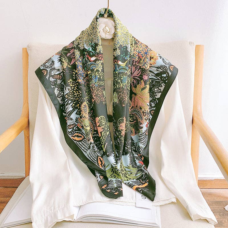 Marayn - Vendita all'ingrosso Sciarpa - Donna - Sciarpa di Seta Floreale Vintage 2025 Elegante Scialle8