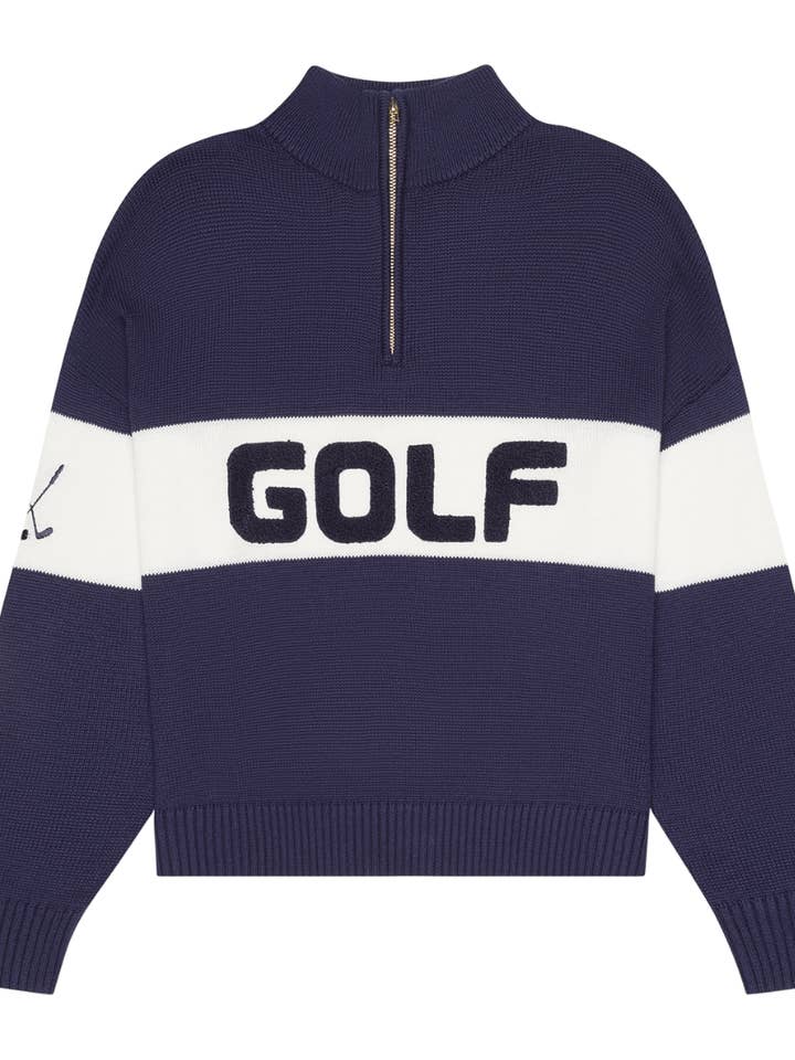 Madison Quarter Zip Sweater - Golf Colorblocked for wholesale by Ellsworth+Ivey
