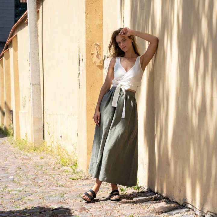 menique - Wholesale Skirt - Women's - Linen Maxi Skirt Sophia - A Line Flowy Maxi Summer Skirt5