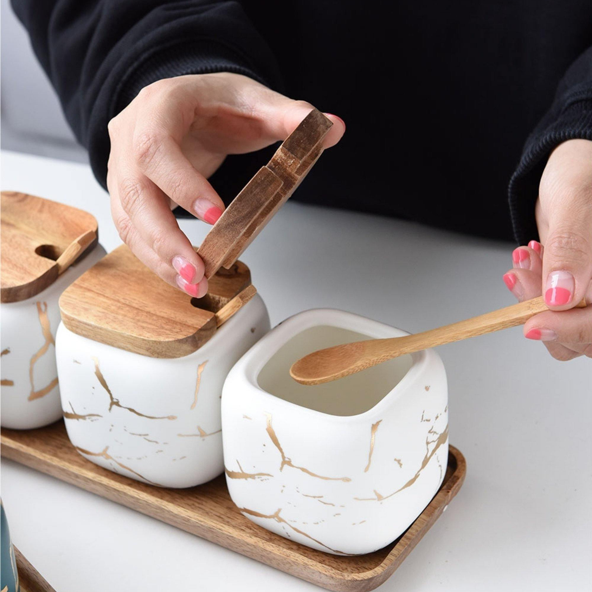 Homerely (We Cover All Import Duties) – wholesale Jar – Marble Porcelain Kitchen Seasoning Set6