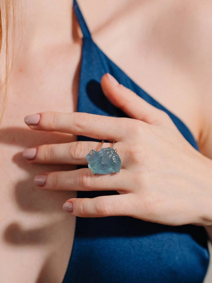 Anel de água-marinha por atacado de PHOEBE´S