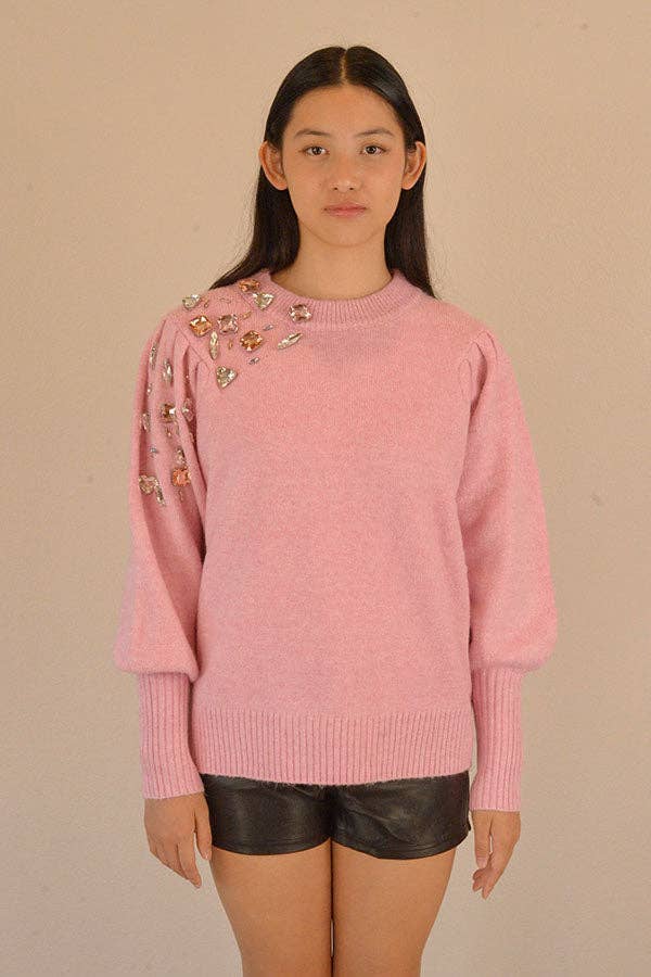 Ambiente - Wholesale Knit Sweater - Women's - HOLIDAY CRYSTAL APPLIQUES SWEATER - W2309JO730490