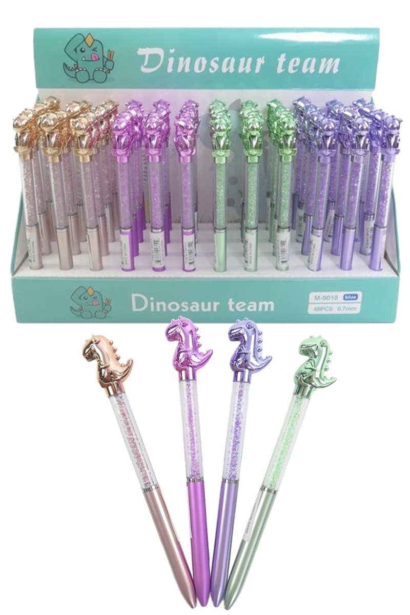 ASSORTED Dinosaur Metallic Gemstone Beaded Pen Collection for wholesale on Faire