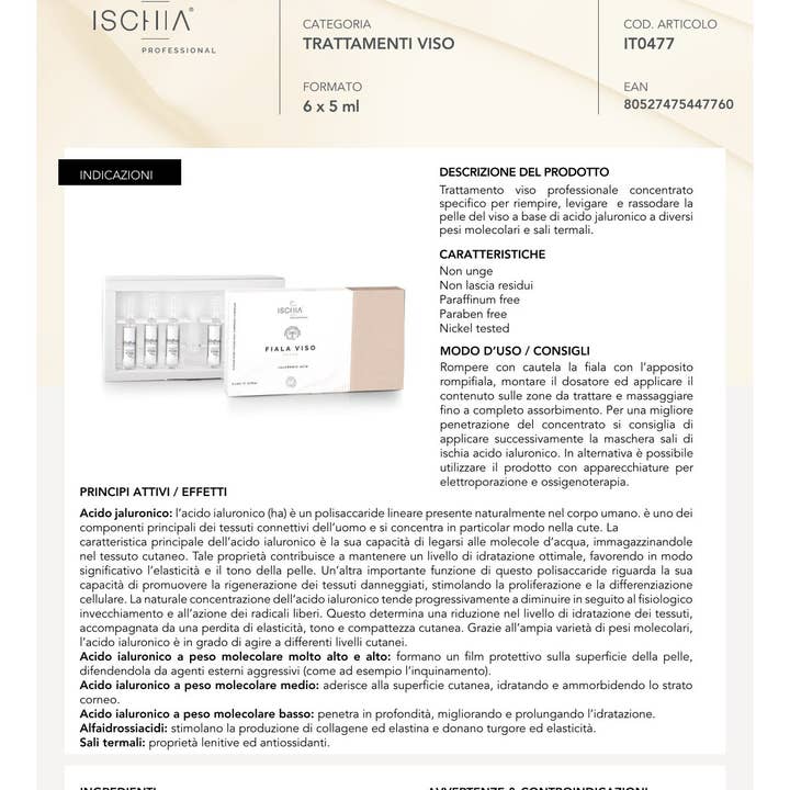 Sali D'Ischia - Wholesale Facial Serum/Concentrate - HYALURONIC ACID FACIAL FILLER VIAL 6x5ml