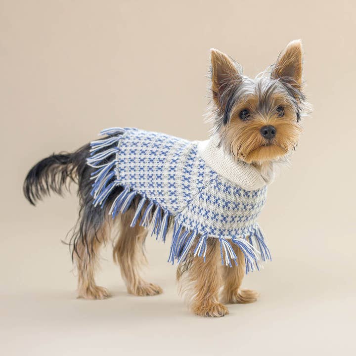 Alqo Wasi - Venta al por mayor Poncho - Perros - Poncho para perro Sofia de alpaca azul claro