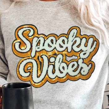 Spooky Vibes Sequins and Chenille Patch for wholesale by Trendy Transfers