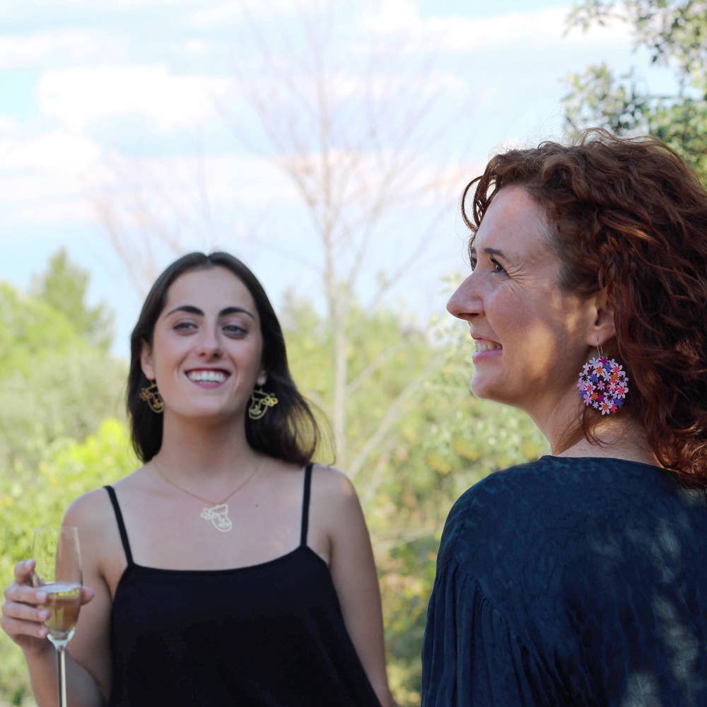 RAS - Wholesale Dangle Earrings - Purple Bouquet Silver Plated Earring3