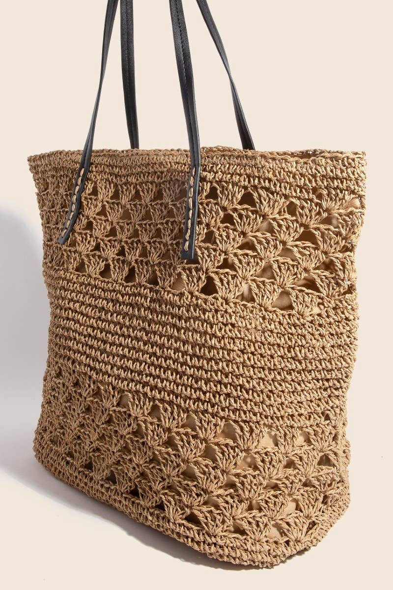 Anarchy Street - Wholesale Tote Bag - Women's - Leather Handle Knitted Tote Bag2