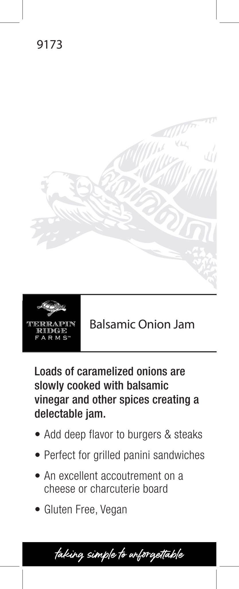 Terrapin Ridge Farms - Wholesale Jam/Jelly - Shelf Talker Balsamic Onion Jam0