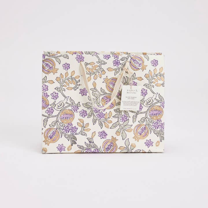 Paper Mirchi - Wholesale Gift Bag - Hand Block Printed Gift Bags (Medium) - Lavender7