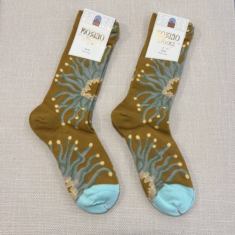 Tourtiwi - Vendita all'ingrosso Calzini - Donna - Calzini alla caviglia con motivo artistico colorato di tulipani e fragole.0