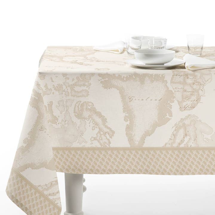 Küchentischdecke aus Baumwolle Geo White Monogram Alviero Martini 1A Classe Geo für den Großhandel von caleffi spa