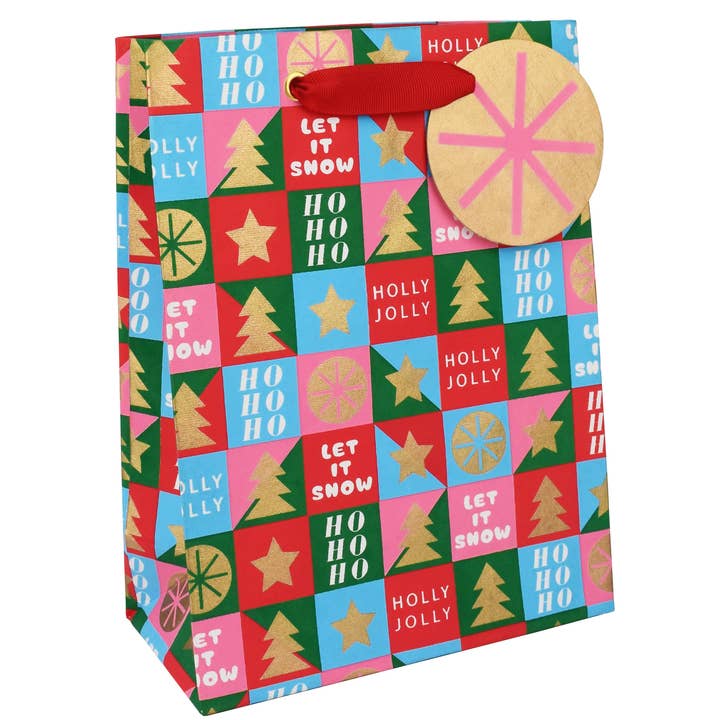 LoveVivid - Wholesale Gift bag - Checkerboard XMAS Medium Gift Bag
