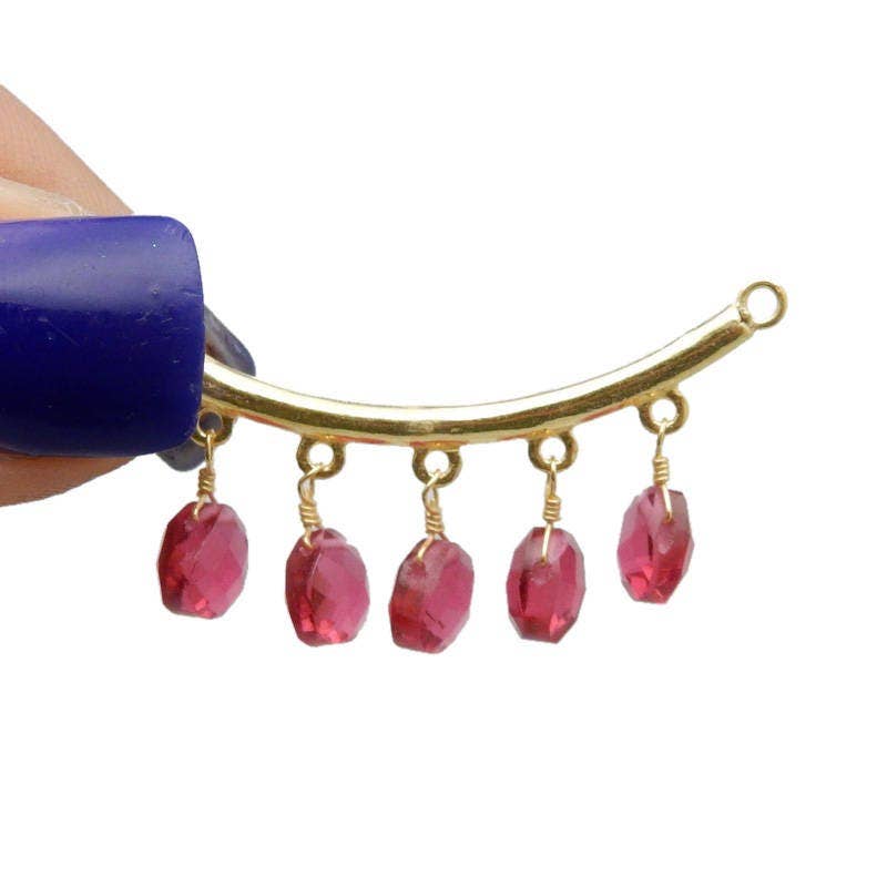 Jewelers Paradise - Vendita all'ingrosso Ciondolo/pendente - Ciondolo a doppia barra curva con pendenti in pietre preziose1