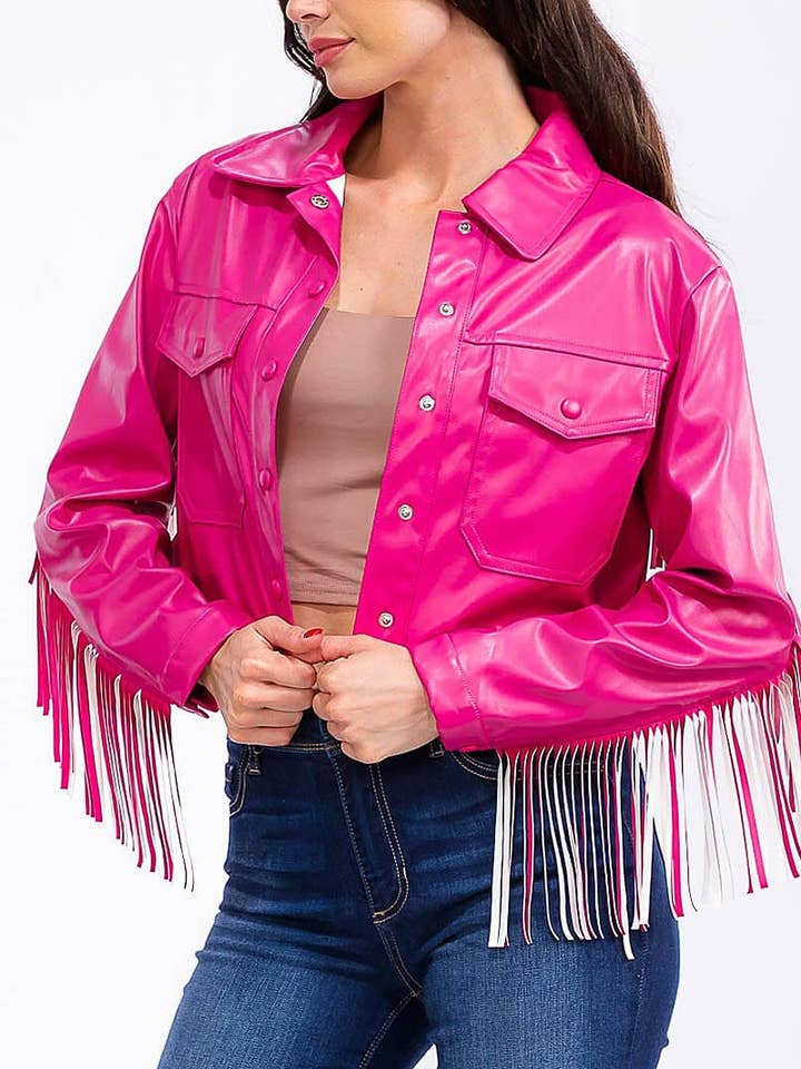 KNAPPSTÄNGNING FRAMFICKOR PU FRANSJACKA för wholesale av ROUSSEAU