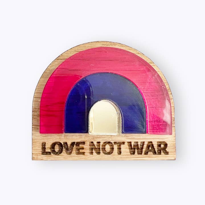 Protest pin Love not war rainbow for wholesale by All Things We Like