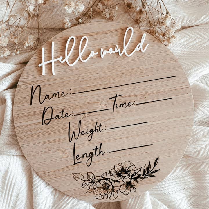 Writeable floral pattern birth announcement sign for wholesale by Penny and Co Collections