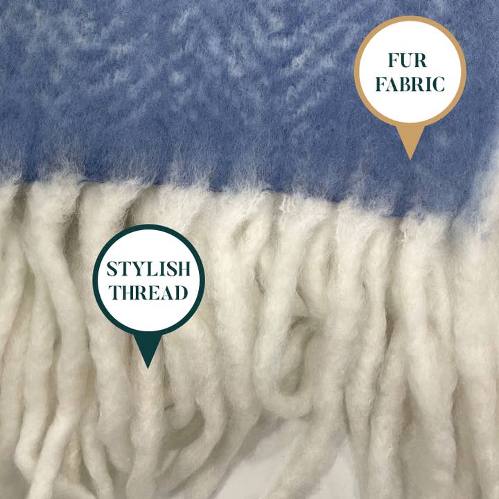 Popular Life Home - Vente Plaids - Plaid décoratif en mohair Aurora chevrons, 127 x 152 cm2