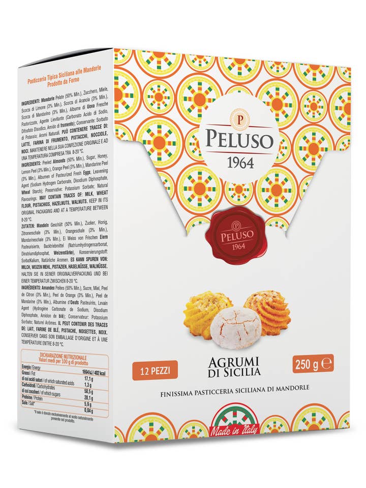 Pâtes d'amande aux agrumes siciliens pour la vente par DOLCI PELUSO SRL