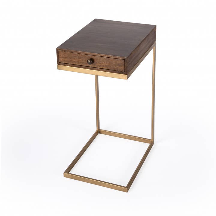 HomeRoots - Wholesale Side Table - 27"Natural Brown Solid And Wood Square End Table With Drawer