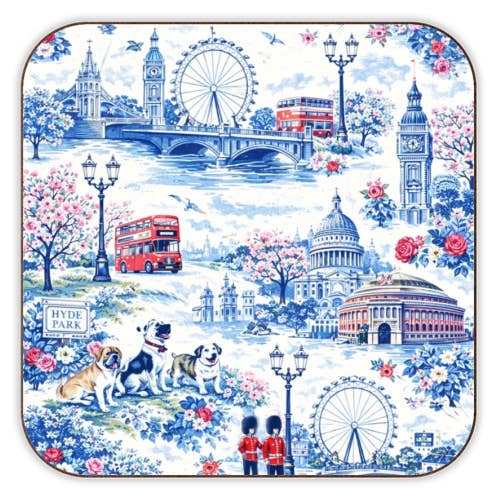 Coasters 'London Blue Toile' by Ms Doodle for wholesale by ART WOW