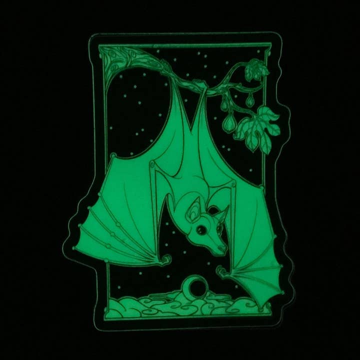 Glow in the Dark Sticker - Fruit Bat with figs for wholesale by Thruhalia's Art