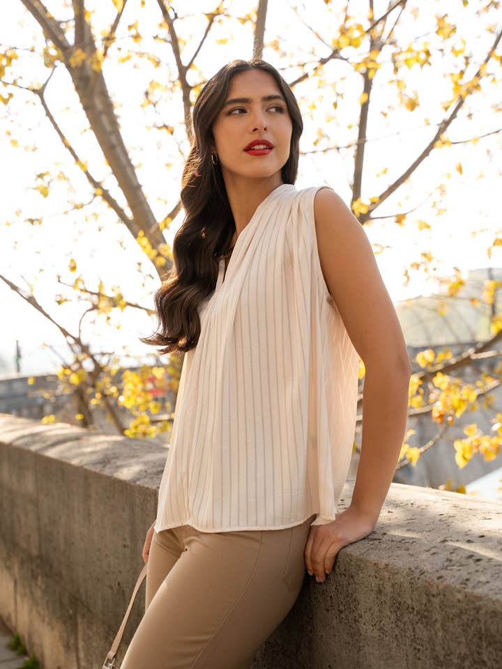 LULUMARY – Blusa - Mulher por atacado – Top drapeado H7130