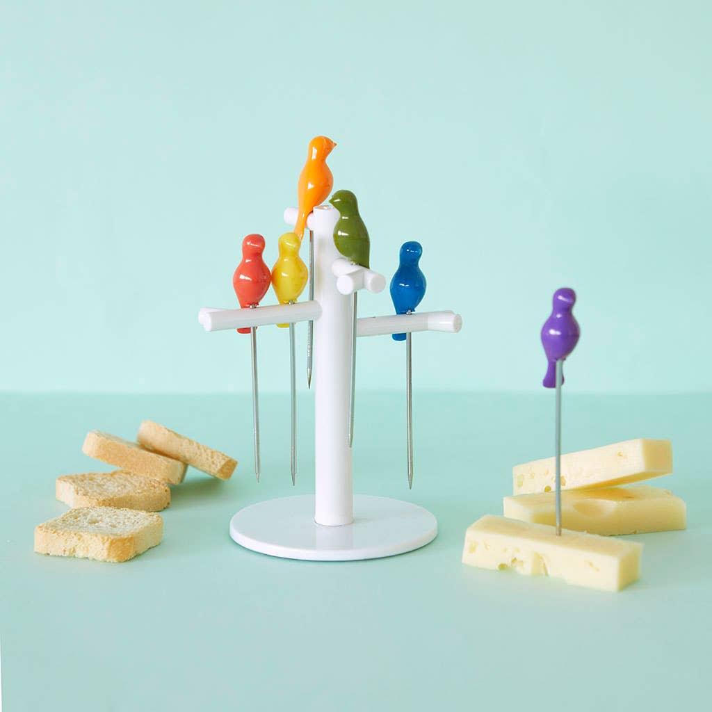 Balvi - Wholesale Decorative Tabletop Object - Snack Fork, Birdies, x6, Inox/ABS3