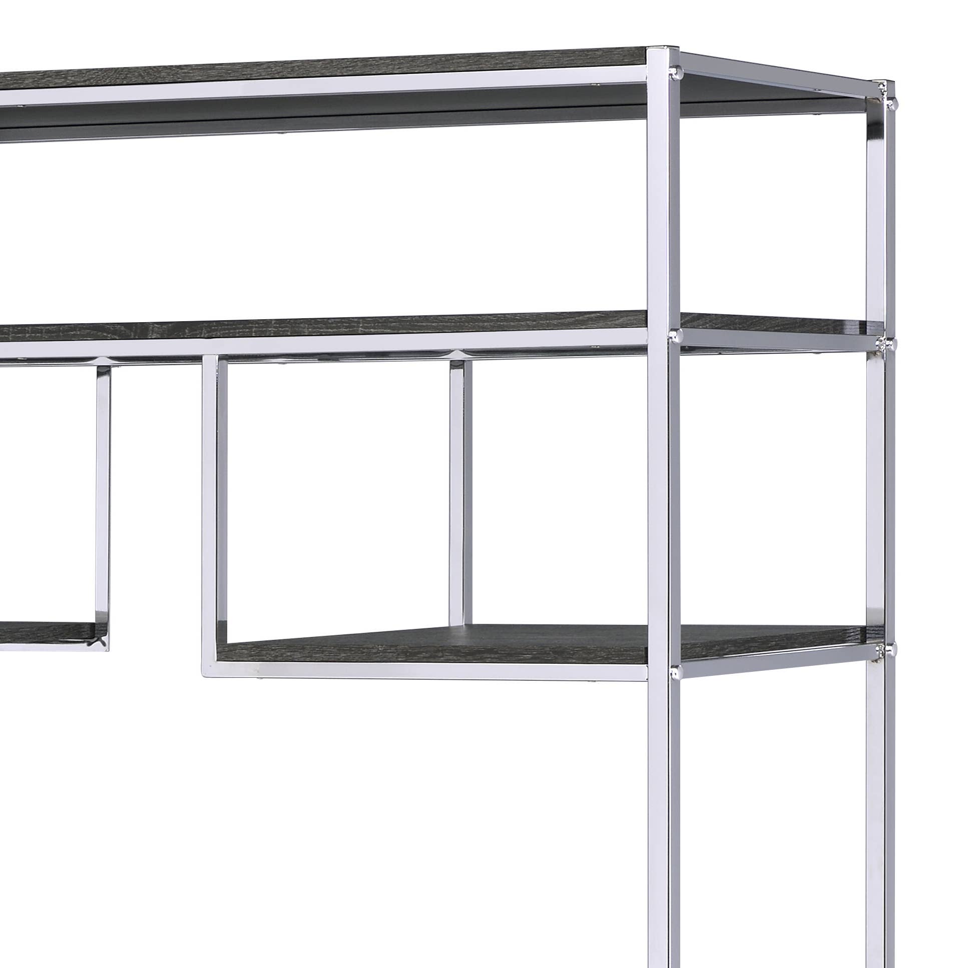 Acme Furniture Industry, Inc. - Wholesale Bookcase - Vonara Back Open Bookshelf, Rustic Gray Oak & Chrome2