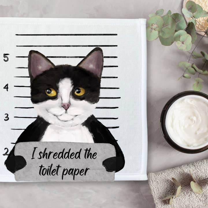 MerikaArt – wholesale Wash cloth – Tuxedo Cat Washcloth2