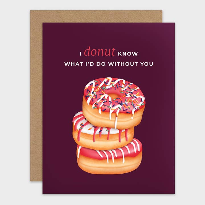 Biglietto di apprezzamento con i Donut Know What I'd Fare Without You Pun per la vendita all'ingrosso da parte di RachIllustrate