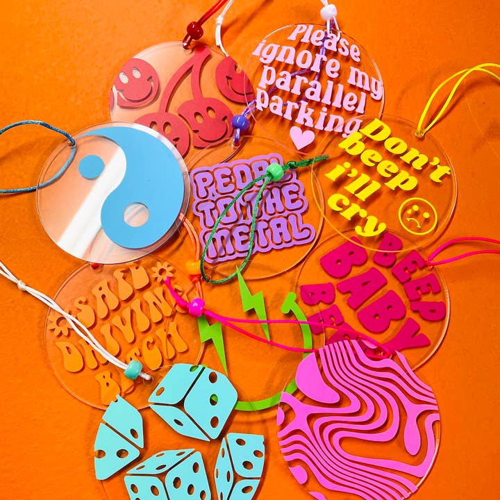 Buba Goods - Vendita all'ingrosso Ciondolo decorativo per auto - Unisex - Ciondolo trasparente per specchietto retrovisore Beep Baby Beep5