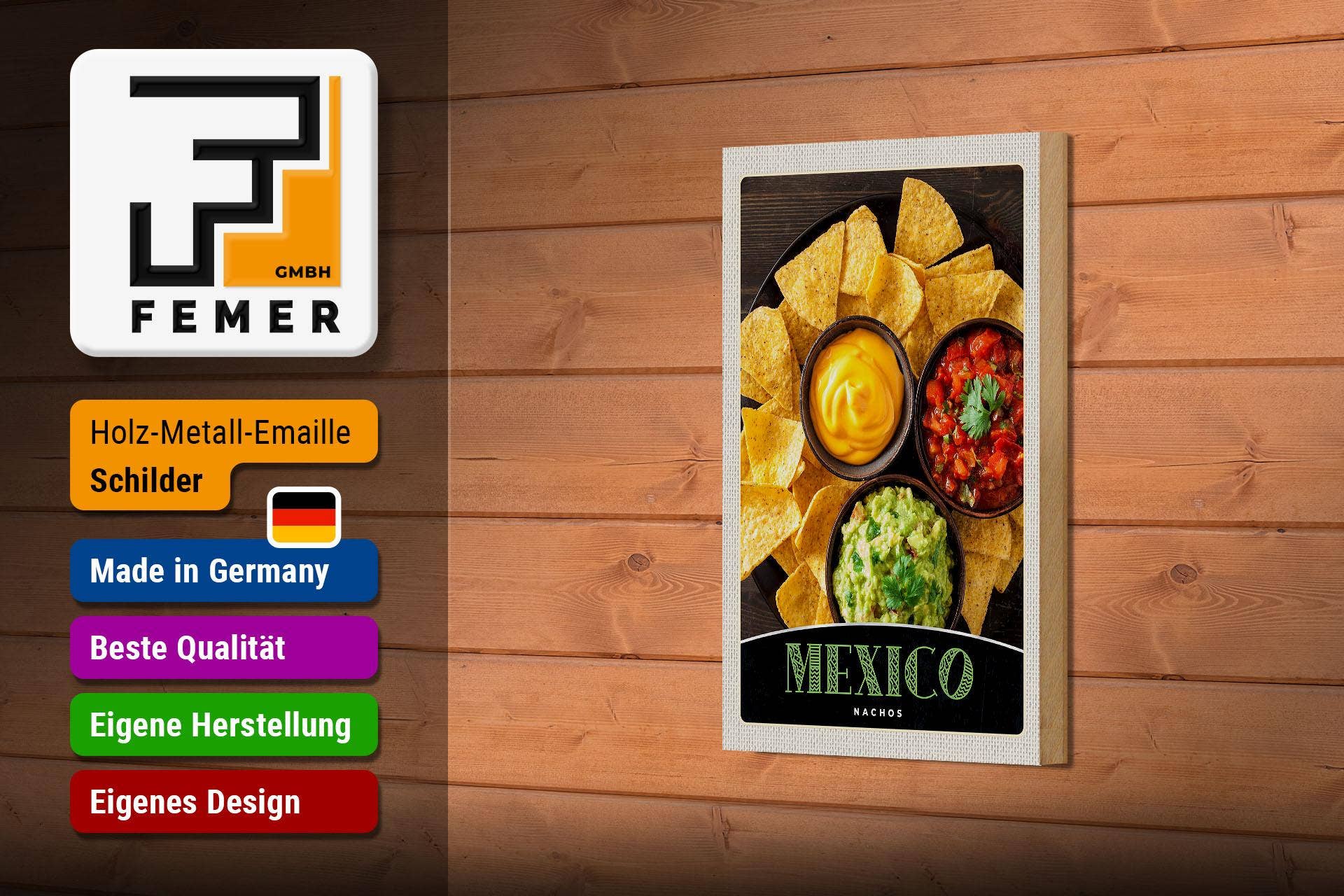 Femer – Engroshandel Skilt – Trærejseskilt 12x18 cm Mexico nachos ost krydret retter skilt2