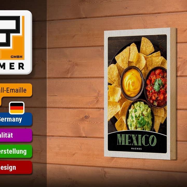 Femer – Engroshandel Skilt – Trærejseskilt 12x18 cm Mexico nachos ost krydret retter skilt2