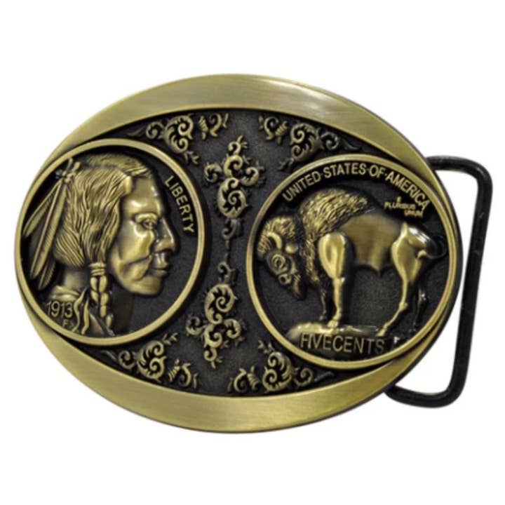 SimpleNGreat - Wholesale Belt Buckle - Men's - Buffalo Coin Indian Western Cowboy Belt Buckle 1438
