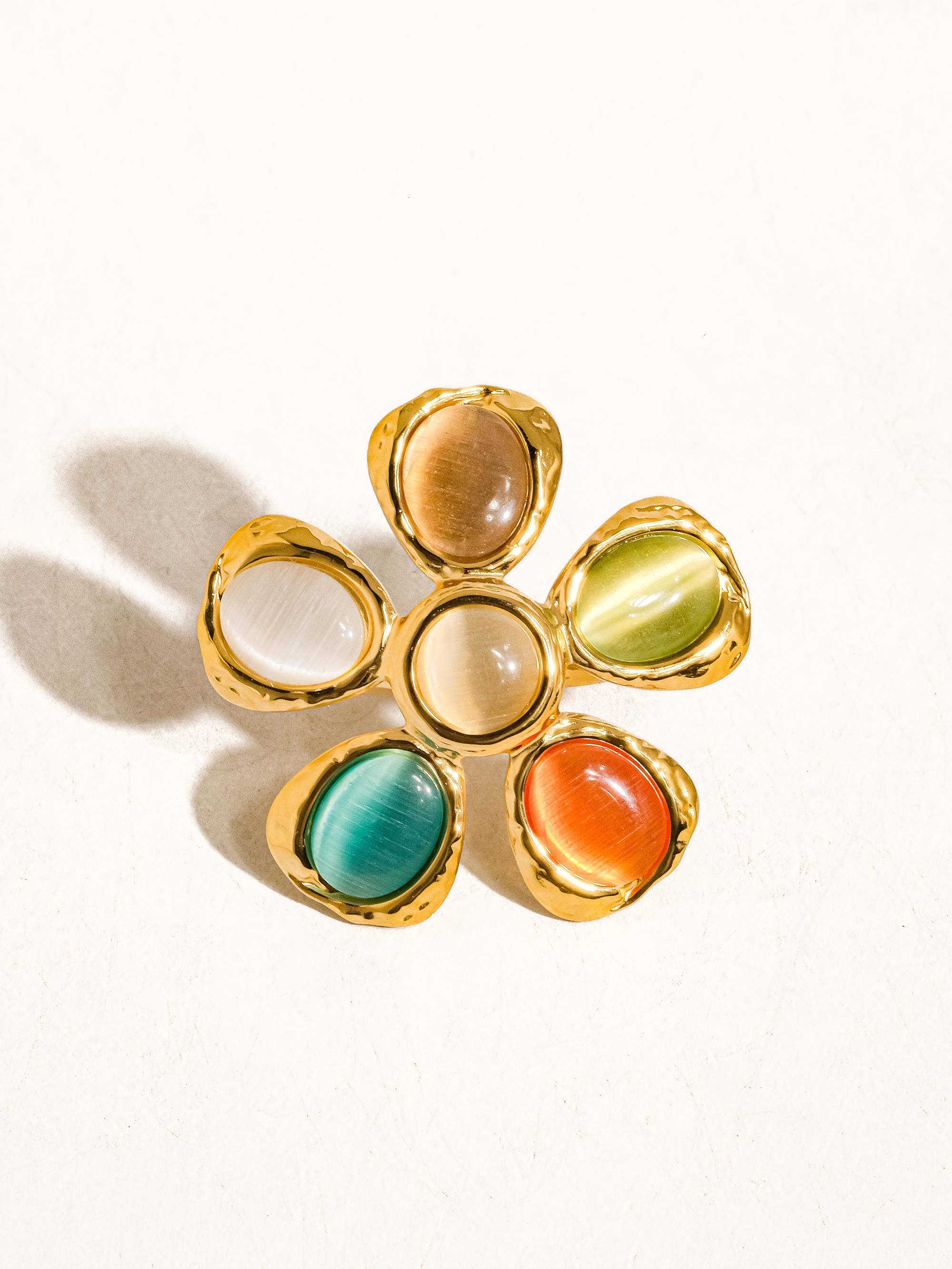 Multi-farvet Stephane 18K Ikke-Anløbende Vintage Sten Blomster Ring for engroshandel på Faire2