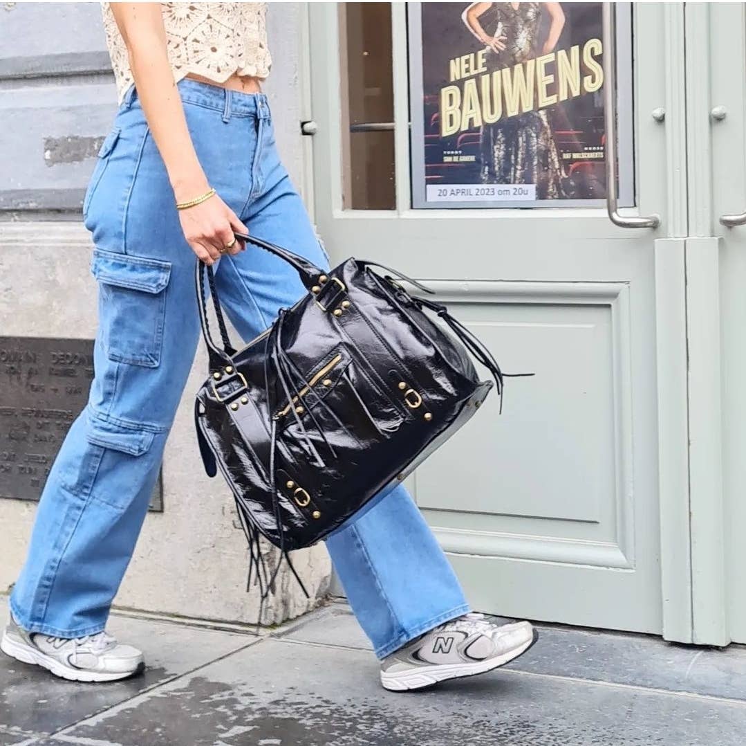 ZEEN - Vente Sac porté épaule – femme - Sac cuir BALIA Nero1