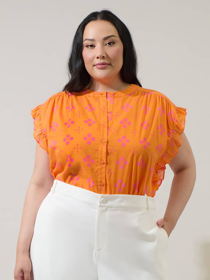 Donna Dot Hessi Button Down Top Curve for wholesale by Sugarlips