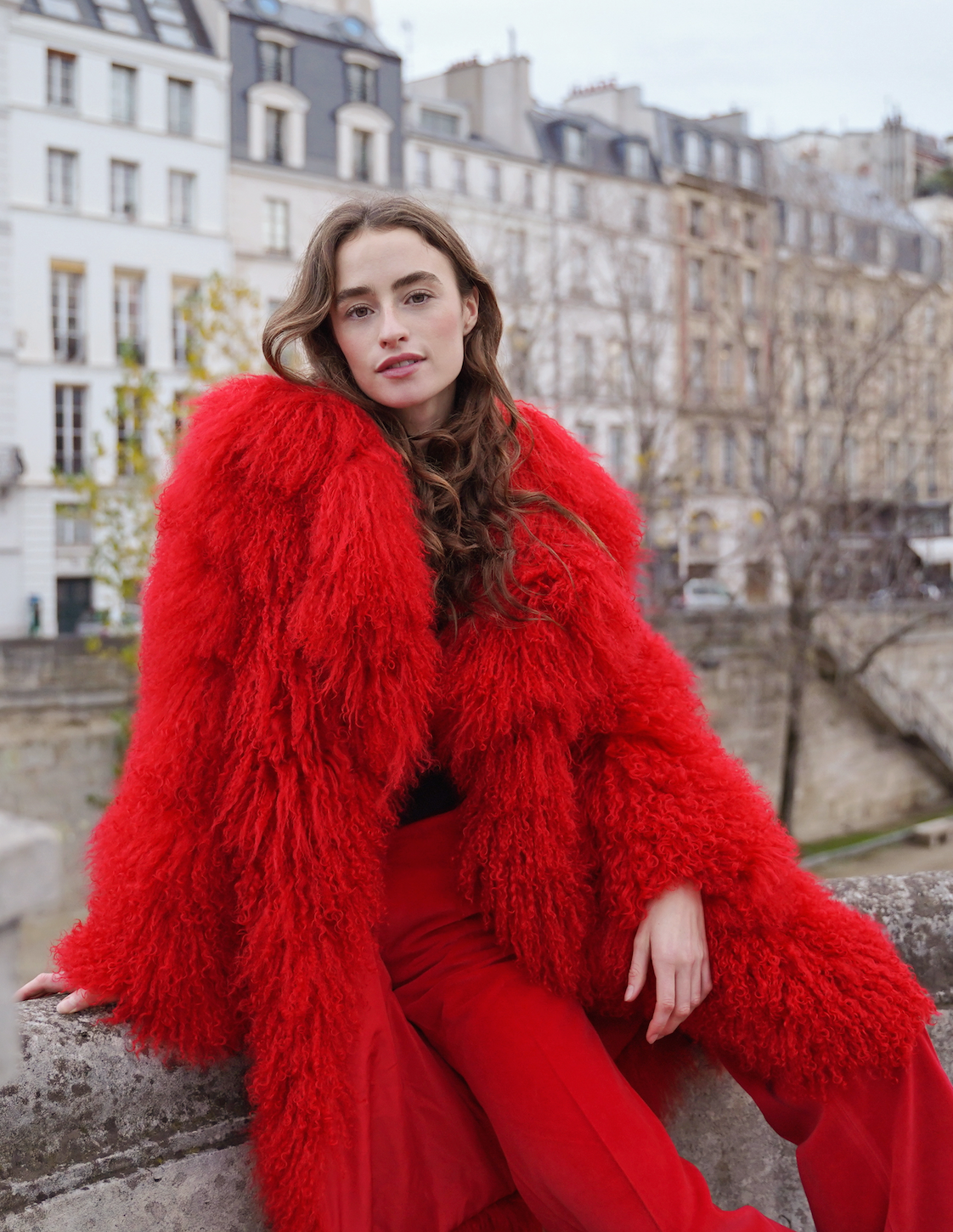 Pellobello - Wholesale Fur/Faux Fur Coat - Women's - Shearling Long Collar Coat True Love Red2