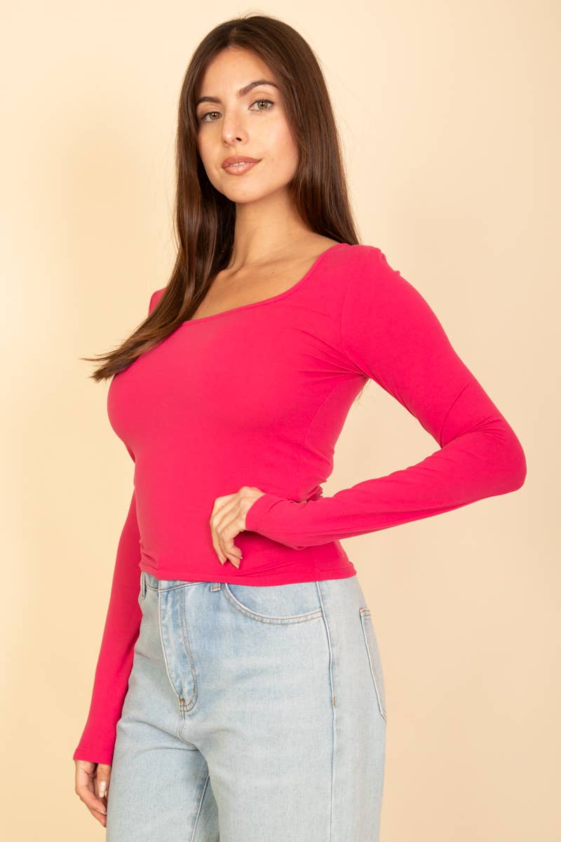 CAPELLA APPAREL - Wholesale Knit Top - Women's - Square Neck Long Sleeve Top6