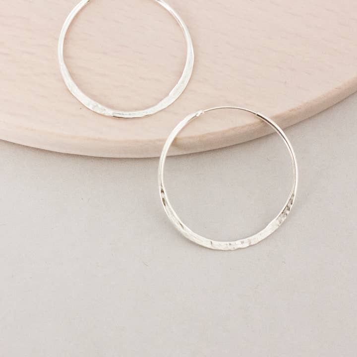 Sterling Silver Hammered Hoops for wholesale by Fawn And Rose