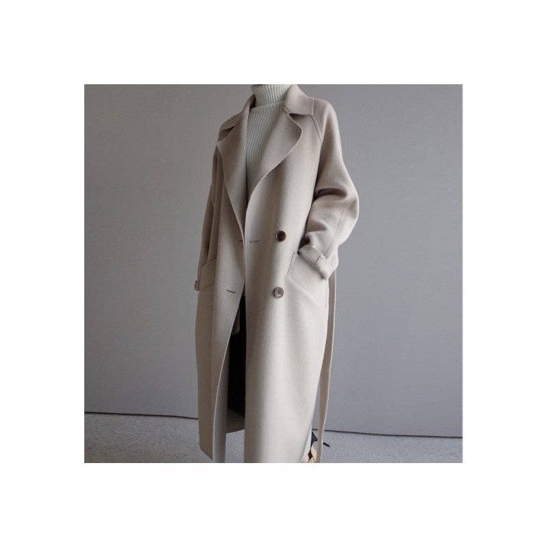 UZ Wholesale Store – Großhandel Mantel - Damen – Locker sitzender, knielanger Wollmantel1