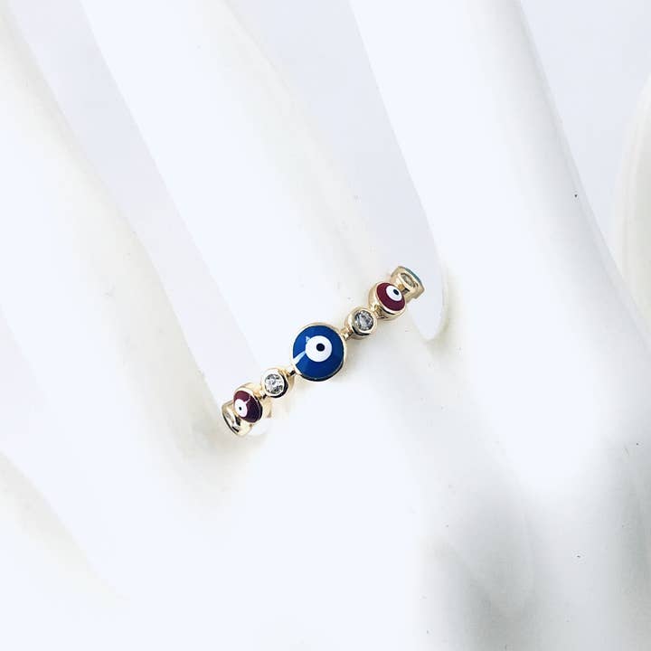 Modern Opus - Wholesale Multi-Stone Ring - Multi Evil Eye Ring