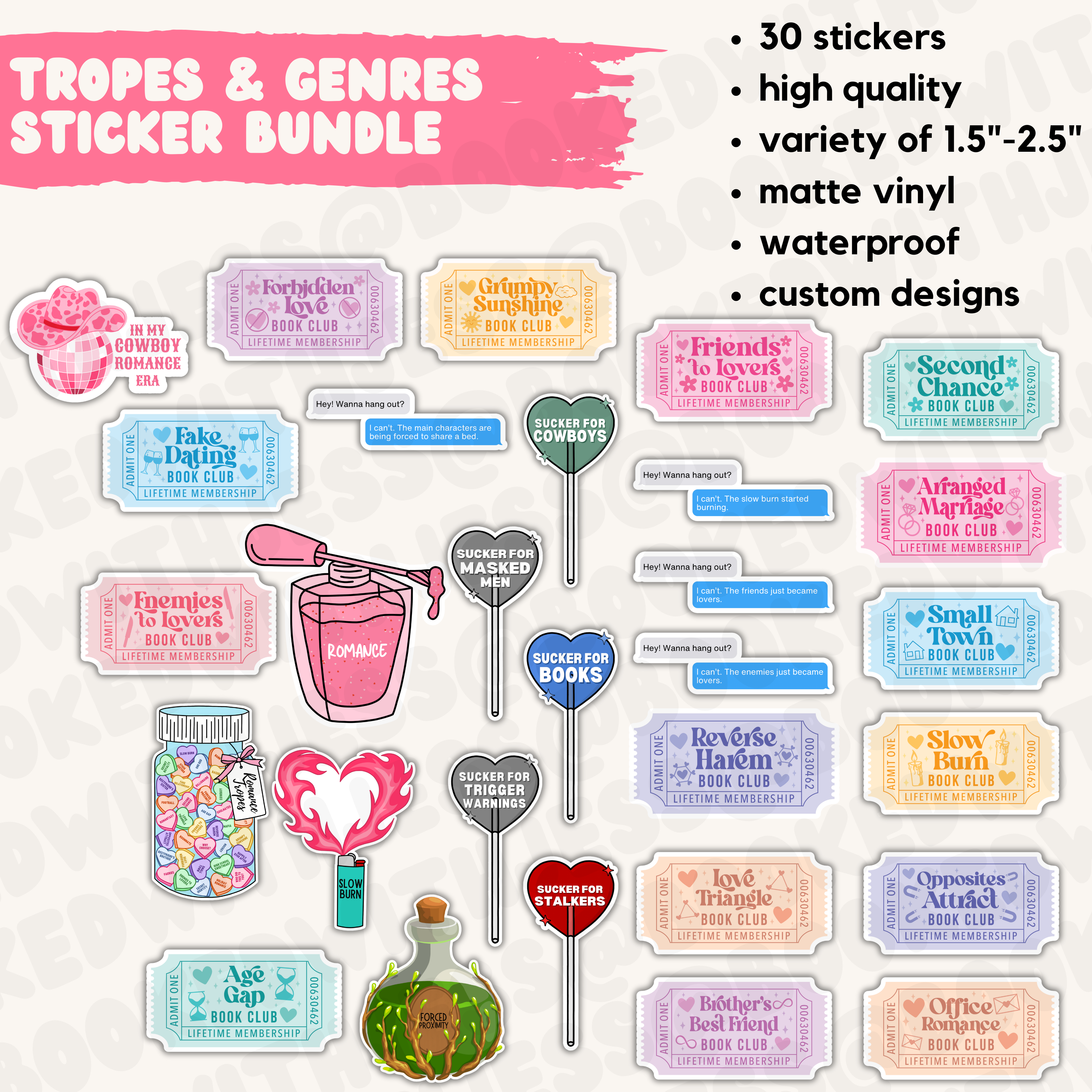 Booked with Jess - Wholesale Sticker - Bookish Sticker Pack6