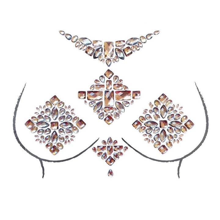 Adesivo de mamilo com joias de cristal Hunger Games Crop Top por atacado de Neva Nude